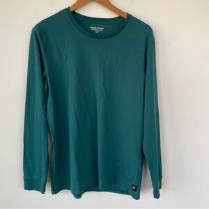 Richer Poorer Cotton Basic Long Sleeve Crew Neck Tee Shirt Green L Large